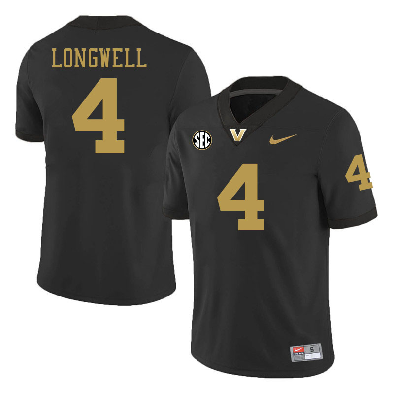 Bryan Longwell Jersey,Vanderbilt Commodores #4 Bryan Longwell Football Jersey,Uniforms-Black 2024